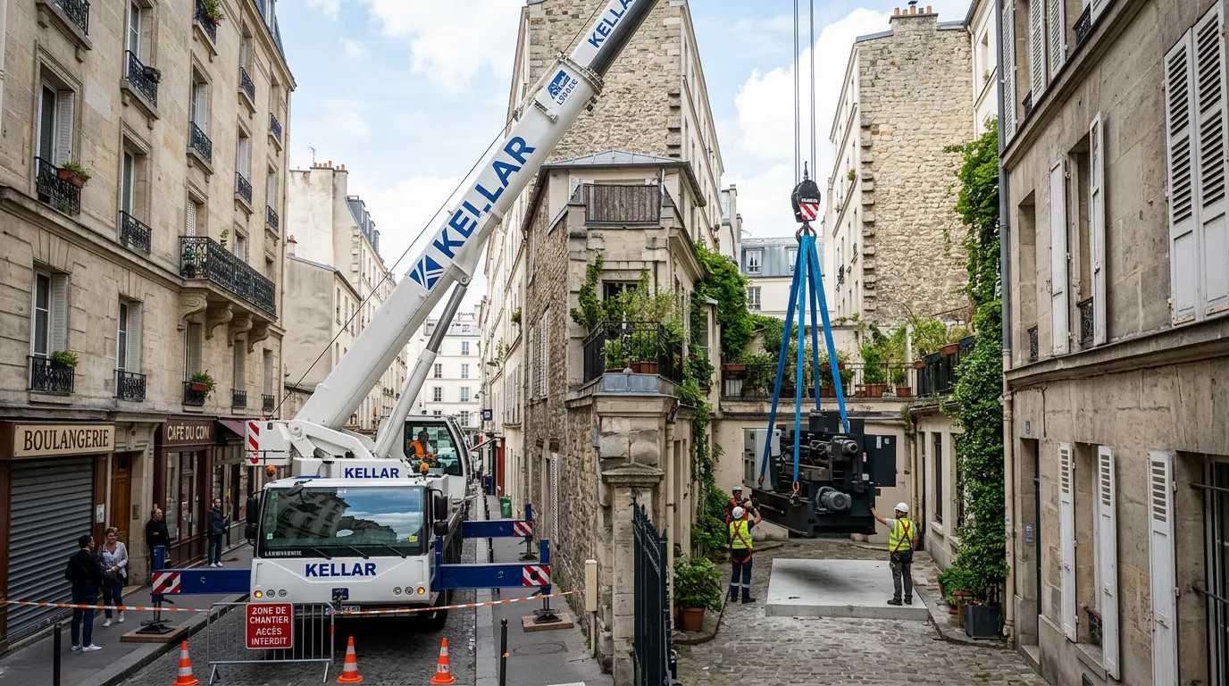 Dépose machine en cour intérieure